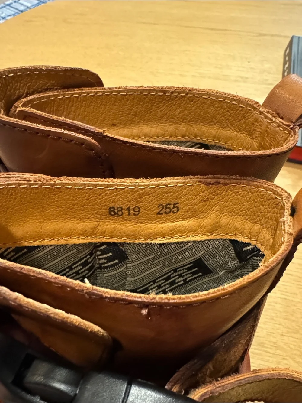 Women's Tan Woven Leather Moto Combat Boots - Picture 11 of 12